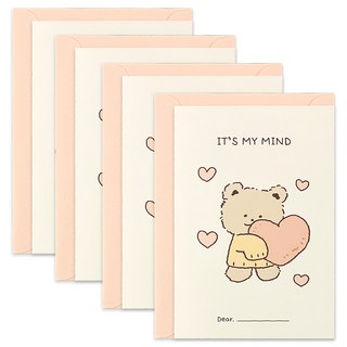 DASH&DOT 蓬鬆熊訊息卡, 柔軟的心 米色, 4張