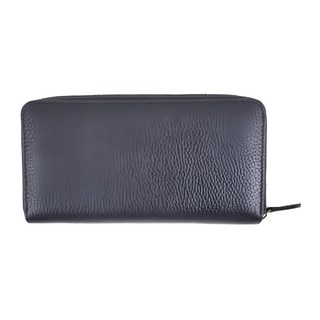 LIKEHOUSE 真皮頭層牛皮9卡位拉鍊長夾 錢包 - 男女通用, 十字紋黑, 長 17.5 x 高 9.2 x 厚 2.3cm