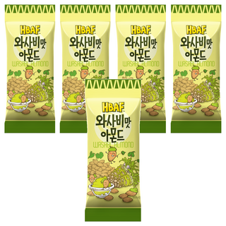 HBAF 杏仁果 山葵口味, 精選美國杏仁, 口感香脆, 芥末包裹蜂蜜香甜味, 30g, 5包