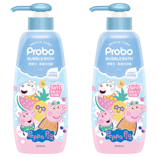 Probo 博寶兒 佩佩豬 柔護泡泡露, 三合一功效, 草本複合植萃, 柔膚胺基酸, 植萃低敏, 500ml, 2瓶