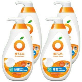 Orange House 橘子工坊 溫和除菌碗盤洗滌液 蔬果奶瓶適用, 650ml, 4瓶