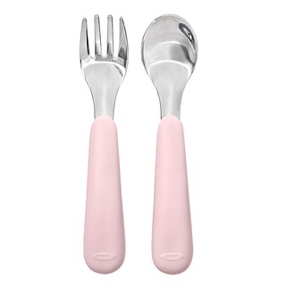 OXO tot 寶寶握叉匙組, 叉子 + 湯匙, 煙灰粉, 1組
