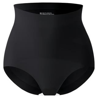 A-ZEAL 冰絲無痕高腰收腹塑身褲, 3D成型愛心臀, 彈力褲腰, 純棉抗菌褲襠, L, 黑色