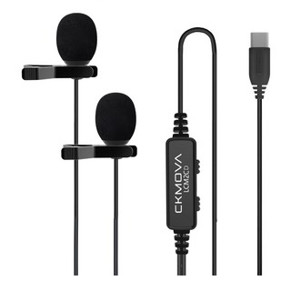 CKMOVA 全向電容式雙頭領夾式麥克風，USB Type-C 音訊輸出，6米音訊線, LCM2CD, 黑色
