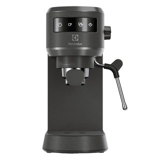 Electrolux 伊萊克斯 半自動義式咖啡機 E5EC1-51MB 珍珠黑 觸控介面款 20 Bar高壓萃取 穩固強勁蒸氣 14cm窄型設計, 黑色