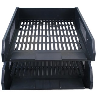 LONG HO 龍和文具 B4活動式公文架 DR-402 380 x 280 x 170mm, 黑色, 2層