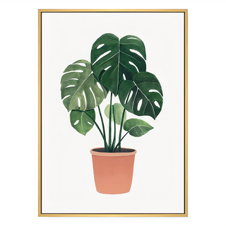 Boluo 菠蘿選畫所 主題選畫 植物 盆栽意趣 龜背芋, 40 x 30cm, 木色