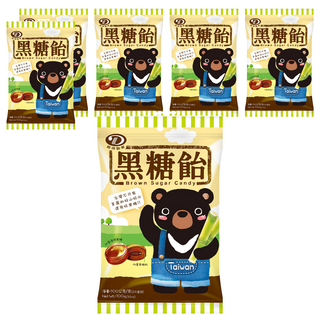綠得製菓 黑糖飴, 台灣好滋味, 內層黑糖粉, 100g, 6包