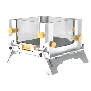 春山 mini觀火台，430不鏽鋼 黃銅 玻璃材質，含帆布收納袋, 1個, 銀色 + 透明色