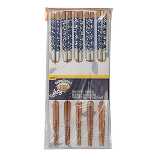 cook power 鍋寶 碳化印花竹筷, 筷子10雙, 藍色, 1組
