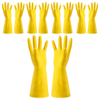 小麥購物 牛津乳膠手套 G774 67g, 黃色, 大(L), 5雙