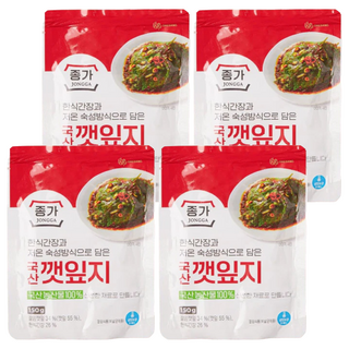 JONGGA 宗家府 芝麻葉, 韓國醬油自然發酵熟成, 配烤肉必吃小菜, 200g, 4包