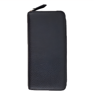 頭層牛皮22風琴卡位長夾錢包 男夾女夾, 19.8 x 10 x 2.8cm, 黑色