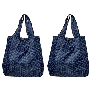 超質感厚實環保購物袋, 深藍Y字, 210D加密牛津布, 2個, 40 x 38cm