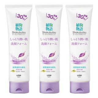 LION 獅王 植物物語 浸潤溫和洗面乳, 添加燕麥仁、桑樹皮、麥芽萃取, 無酒精, 無著色, 溫和保濕, 130g, 3條