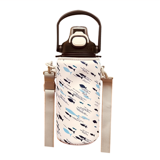 保溫杯杯套 白色小魚款式 潛水料材質, 1個, 1個