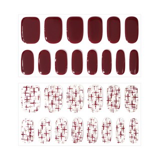 GLOSSYBLOSSOM Pro Burgundy Tweed 美甲貼紙 Set 28入, Awesome Tweed, 1組