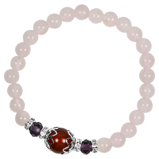 晶鑽手鍊, 晶鑽粉+紅瑪瑙, 16cm