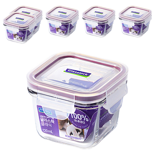 Glasslock 紫色系列 方形保鮮盒, 120ml, 6個