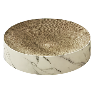 圓形瓦楞紙盆 - 大理石(中), 36*36*8cm, 瓦楞紙貓抓板玩具, 貓咪睡覺, 顏色隨機, 1個, 中 36 x 36 x 8cm