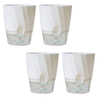 anplant 底吸式波浪紋自動給水塑膠花盆, 白色, 4個