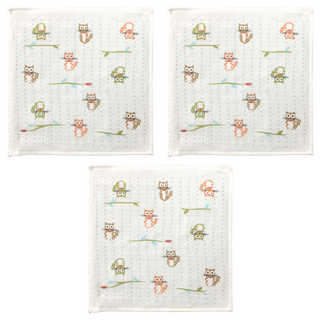 Gemini 雙星毛巾 家貓語錄紗布小方巾 100%純棉 綠色 3入, 24 x 24cm