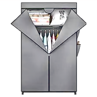 品屋 時尚衣櫃，360°全面密封，高強度加厚鋼管，鋼架結構, 灰色, 1個