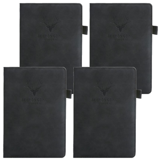 德利生活 A5羊巴皮筆記本, 加厚, 80克道林紙, 360頁, 黑色, 4本