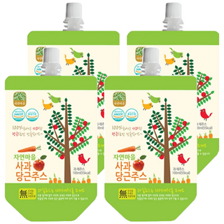 Nature Village 自然村 蘋果紅蘿蔔果汁, 100ml, 韓國生產, 無糖無色素, 專為孩子著想, 4包