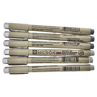 SAKURA 櫻花 PIGMA MICRON 筆格邁 代針筆 6支裝, 灰階, 1組