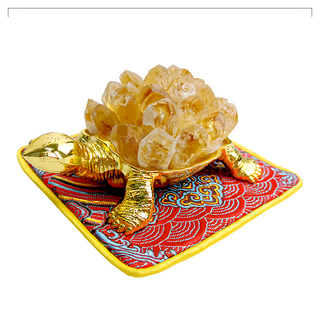 好運歸來 黃水晶聚財錢龜擺件 (紫水晶/黃水晶) 長約11cm寬約8cm高約5cm 風水擺設, 1個