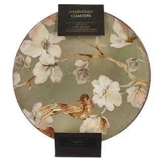 creativeTops 木質杯墊 CT130 4個, 鳥語, 1組