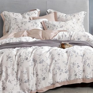 60支萊賽爾天絲 加大全鋪棉床包兩用被4件組, 愛洛花園