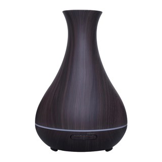 平頂花瓶香薰機 深色木紋 七彩LED夜燈 400ML, CAAD0060B