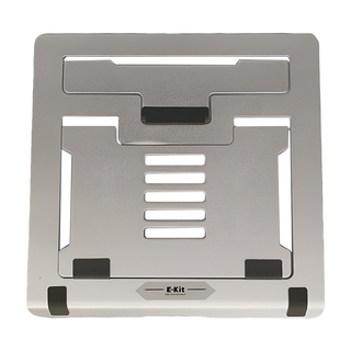 e-kit 逸奇科技 鋁合金五檔調節書架型平板折疊筆電支架 S 支援17吋以下筆記型電腦 約239 x 235 x 17 mm (收納), AF-SN51, 銀色