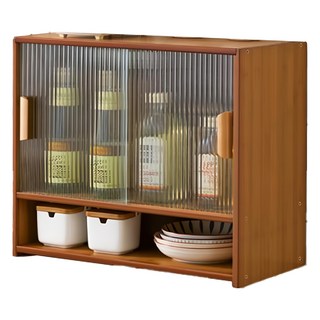 HAPPY LiFE 楠竹長虹滑門檯面櫃 玻璃 五金配件, 55 x 46 x 28cm, Y10785, 1個