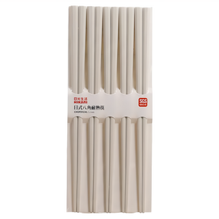 HIKARI 日光生活 日式八角耐熱筷 M145-2 純白色 耐熱防滑, 5雙