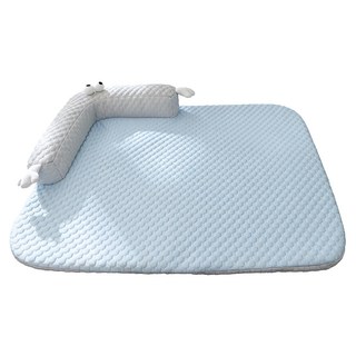 SassyDog 冷感豆豆 方形大眼 冰絲床墊, 藍色, 1個