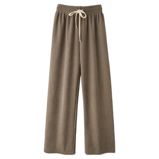 KR SKANGEL 加絨燈芯絨抽繩素色寬褲 M 可可色，舒適保暖，秋冬百搭款