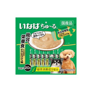 INABA Churu 汪啾嚕 綜合營養食 狗用肉泥 20本 綠茶消臭成分配合, 鷄肉味, 280g, 1袋
