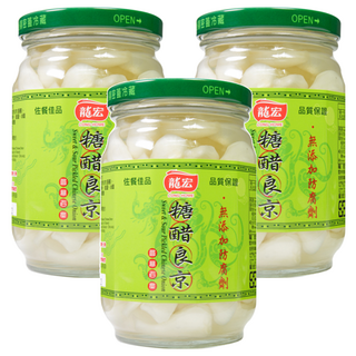 龍宏 糖醋良京, 台灣產蕎頭，無添加防腐劑, 380g, 3罐