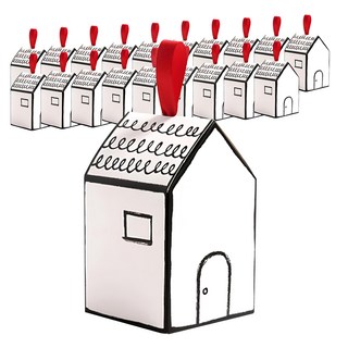 長型房屋禮物盒 20入 + 紅色緞帶組, 1組, 白色 + 紅色