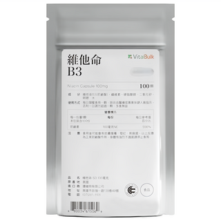 VitalBulk 維他命 B3膠囊, 100顆, 100mg, 1包