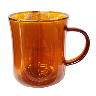 GOODGLAS 好玻 MUG雙層玻璃杯, 手工硼玻璃杯 耐熱至120度C, 340ml, 琥珀, 1個