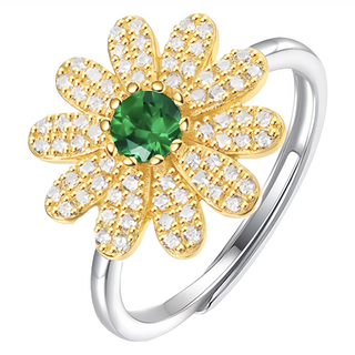 CF Diamond 女戒 培育祖母綠，最高等級翠綠色，S925純銀，7A璀璨方晶, AG101 花羨魅力, 30分