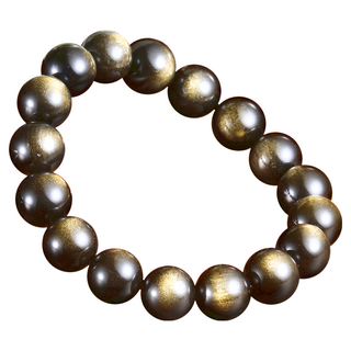 財神小舖 3A級 天然金曜石手鍊, 珠子大小12mm 手圍尺寸16.5~18cm, SA-6112