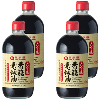 萬家香 大吟釀香菇素蠔油, 不添加焦糖色素，保證品質純正, 510g, 4瓶
