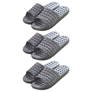 Block Mart 男款簡約浴室拖鞋 帶有排水孔洞 不易斷裂, 灰紫色, 265~270mm, 3雙