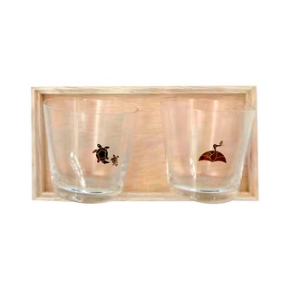 TOYO-SASAKI GLASS 東洋佐佐木 招福龜鶴杯組 Set 附木盒 170ml, 透明色, 2入