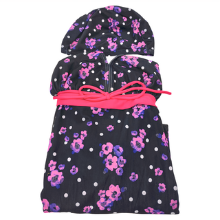 Summer Love 夏之戀 大女連身帶裙 花朵圖案, L, 黑色